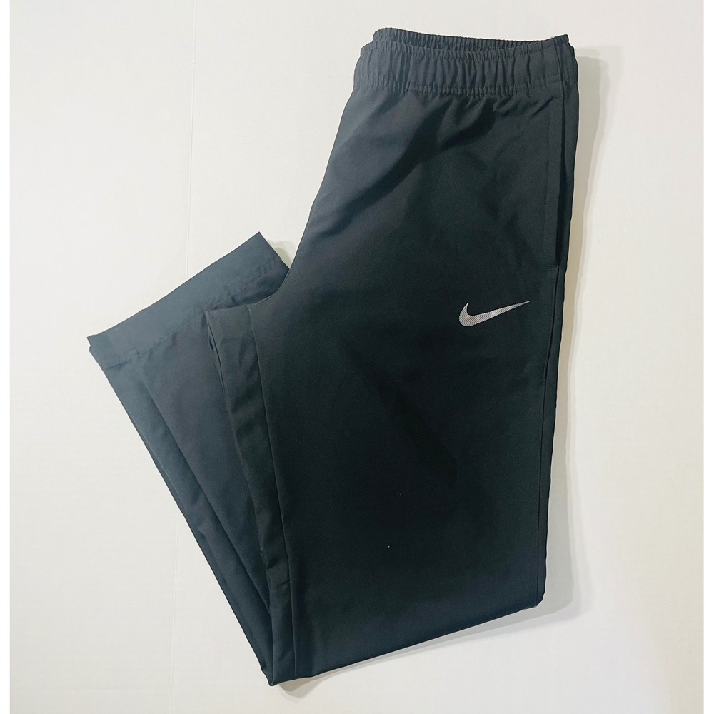 Nike Dri-FIT Track Pants Mens Large Black Grey Stripe Training Metallic Logo